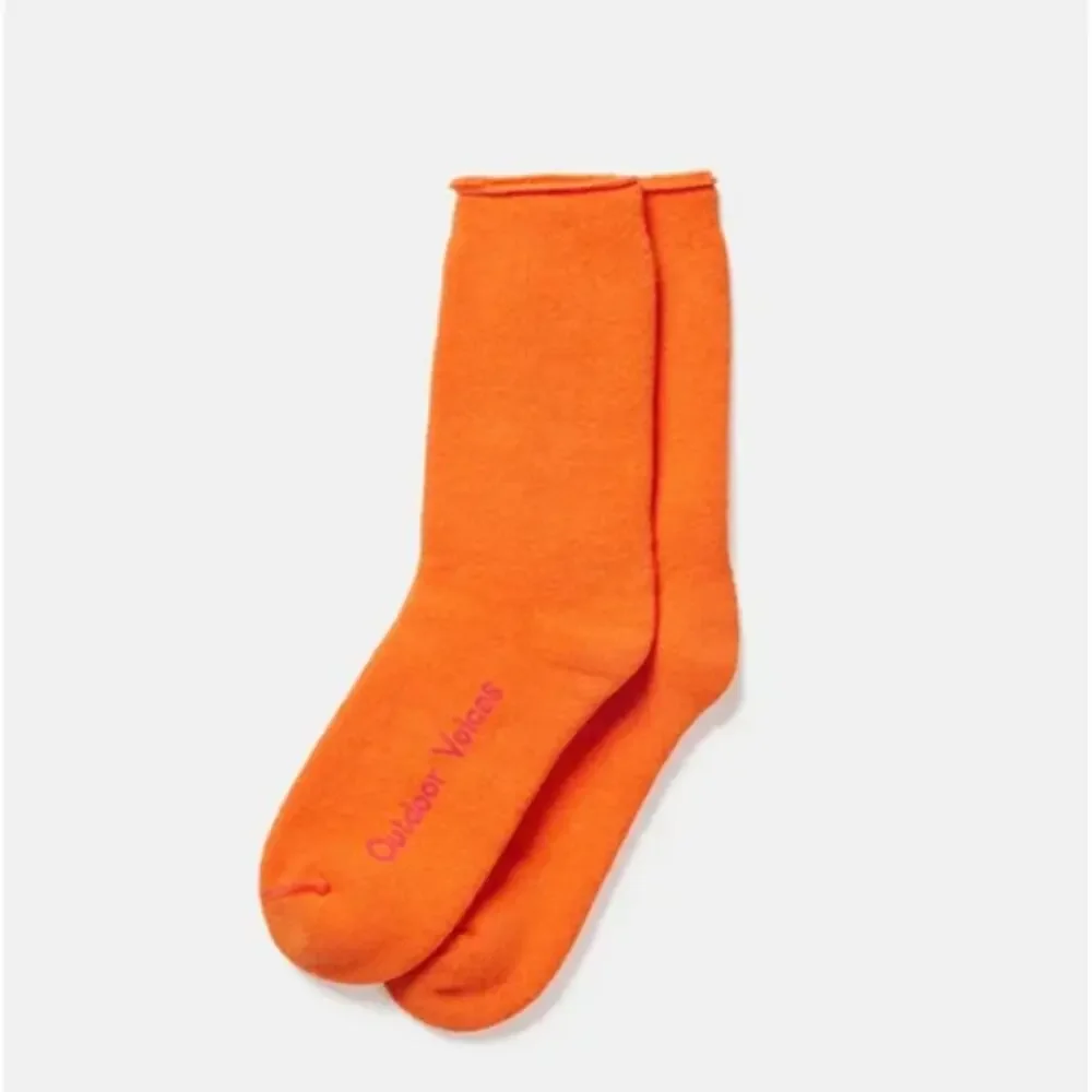 Outdoor Voices Socks S M Orange Crew‎ Mens Womens Rest Recovery Cushion 7-9.5